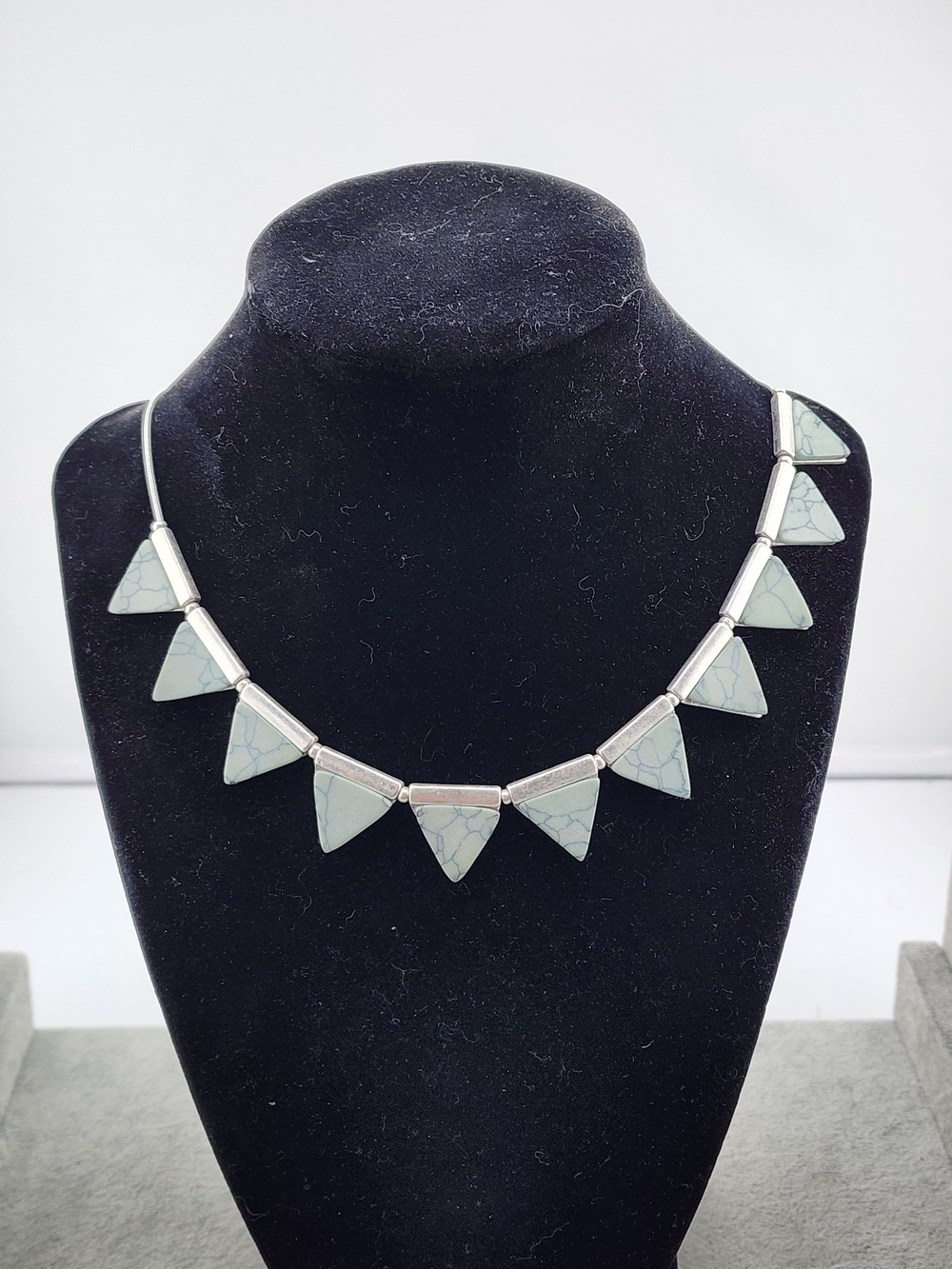 Silver-Tone Turquoise Triangle Statement Necklace